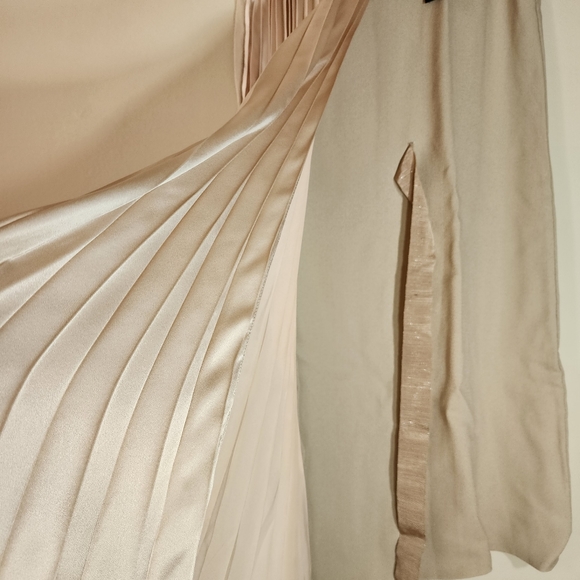 *HP* ANTONELLI silk crepe beige midi dress zipper closure - Picture 12 of 14